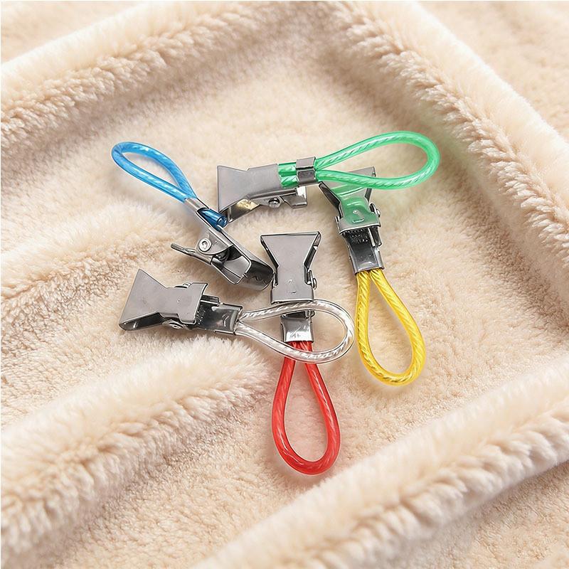 Metal Towel Clip Premium Outdoor Bath Towel Holder With Color Rope For Beach And Pool Use
