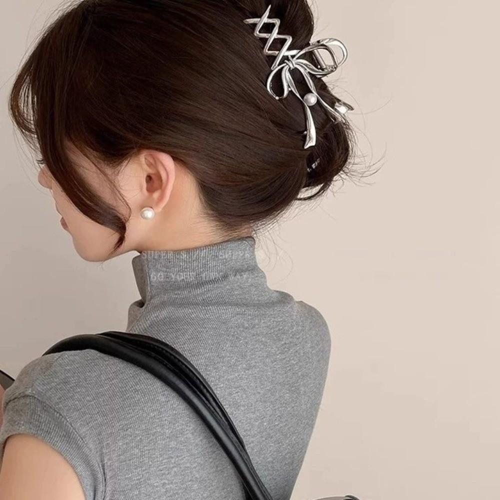 Zinc Zinc Alloy Bowknot Hair Clip Vintage Balletcore Hairpin Exquisite Ribbon Bow Hair Claw Hair Accessories