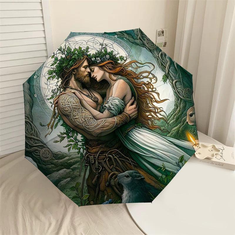 

1pc forest spirit rabbit Automatic Open/Close Umbrella with Windproof, 8-Rib Sturdy Canopy, Durable Ribs, Fashionable Design1210A