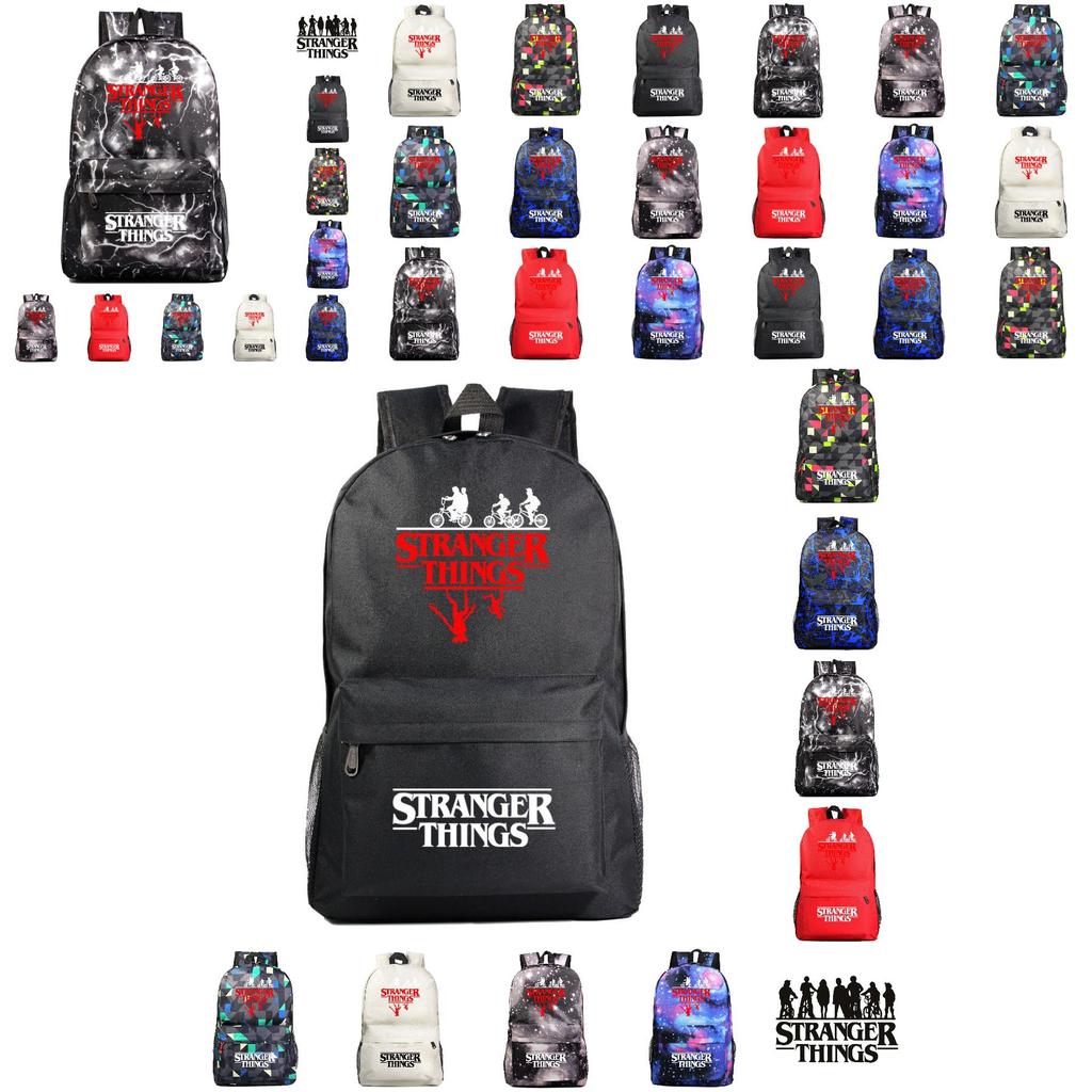 A102 Stranger Things Oxford Cloth Backpack With Candy Colors Waterproof And Durable Ideal For Teenagers And Travelers Characters)