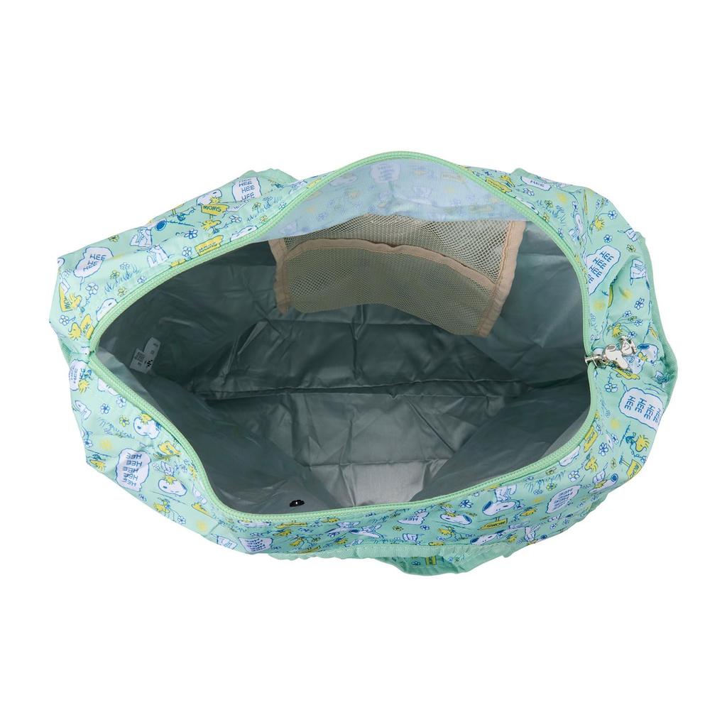 Sifre Foldable Insulated Eco Shopping PEANUTS Mint Flower Bag, & Snoopy, Women's, PN171,