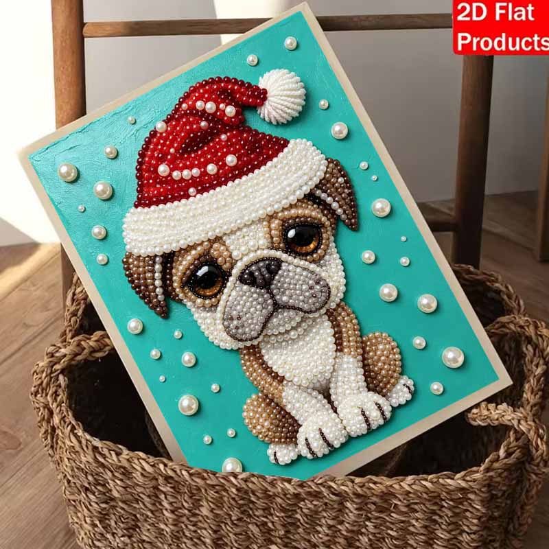Christmas Pearl Painting Kit Handmade DIY Cute Puppy Santa Home Decoration Painting
