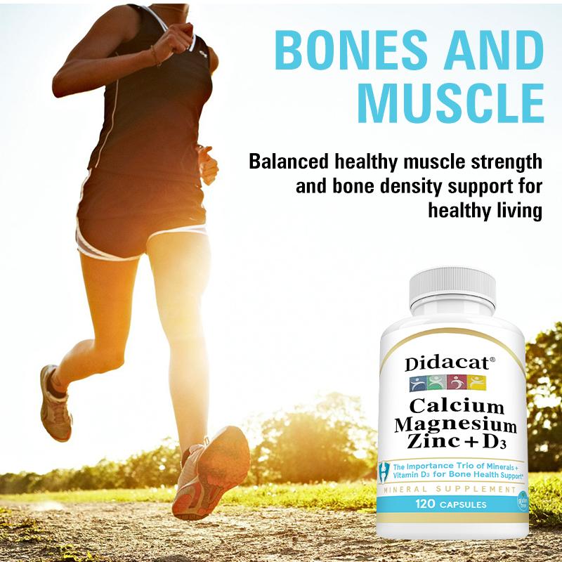 Gli integratori di calcio, magnesio, zinco e vitamina D3 sono benefici per la salute delle articolazioni, delle ossa e del sistema immunitario 120 capsule