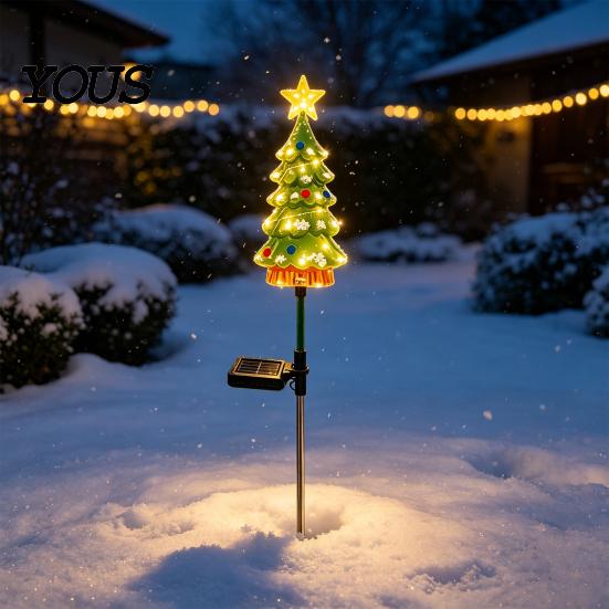 Holiday Landscape Enhancement Solar Christmas Tree Light, Powered Garden Stake Waterproof Lights LED Pathway Light for Outdoor Yard Patio Lawn