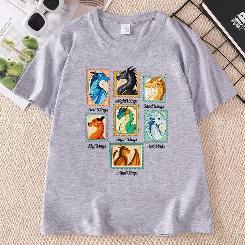 Wings of Fire Dračí Tričko Unisex Unisex Dračí Milovník Grafická Trička Ležérní Kulatý Výstřih Tištěné Krátký Rukáv Tričko Unisex Trička