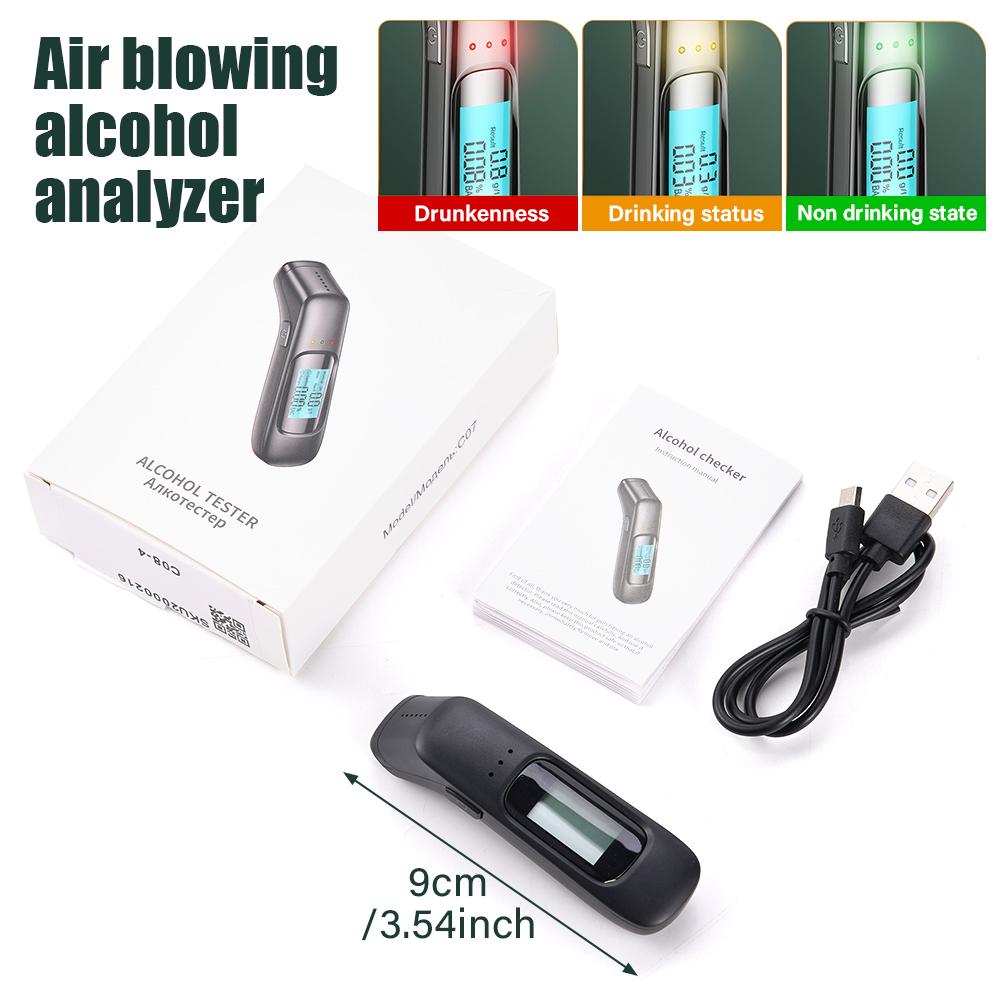 

Светодиодный цифровой алкотестер Профессиональный алкодетектор Алкотестер Полицейский алкотестер ЖК-дисплей Инструмент для проверки на вождение в нетрезвом виде чёрный