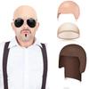 Stretchable Bald Cap Set Nylon Latex Durable Cosplay Headwear Halloween Wig Cap for Role Play Themed Party Stage Makeup Use