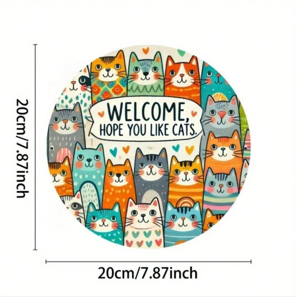 Willkommen Katze Eisenblech Schild Wanddeko Bunt Haus Veranda Raum