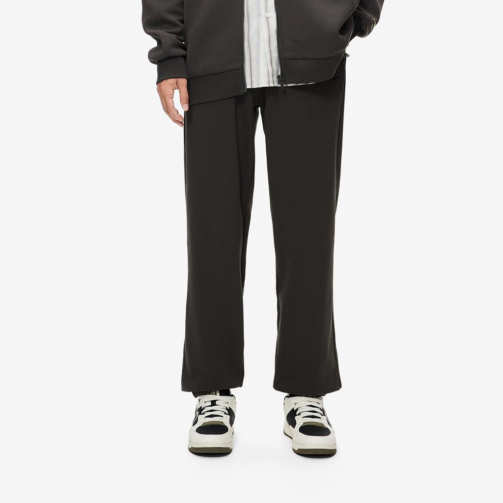 Li Ning Mid Waist Loose Letter Elastic Casual Pants Men Bottoms Graphite-Gray AKLUC61-4