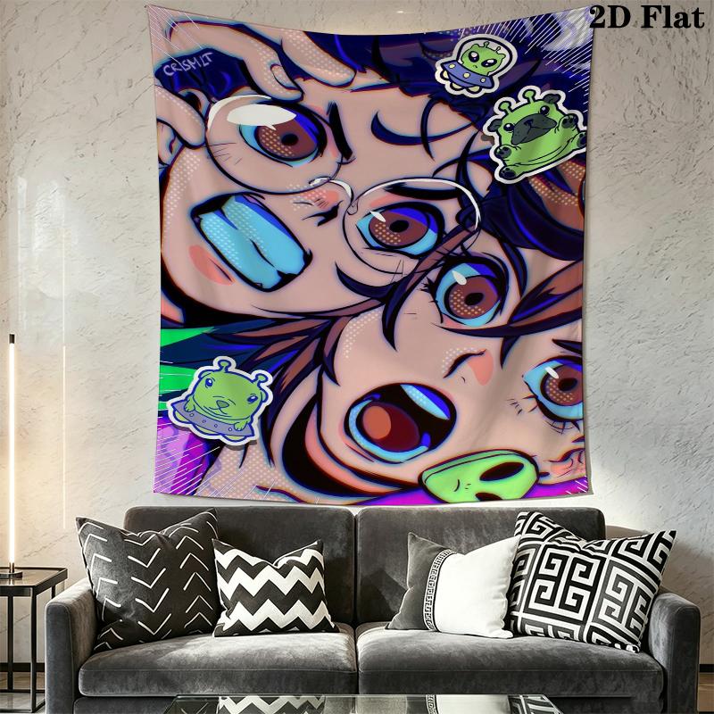 Dandadan Wall Tapestry Aesthetic Wall Hanging Printed Fabric Blanket Decorative Tapestries for Bedroom Living Room Home Decor