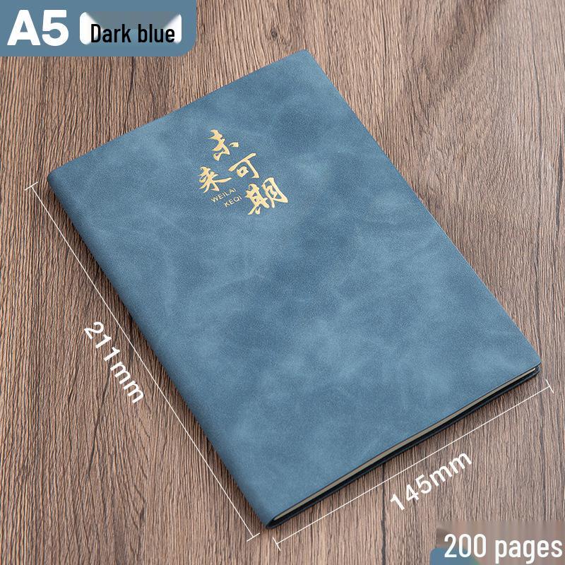 A5 Business Office Laptop Notebook - B5 Thick Leather Lined Meeting Diary with Custom Logo Option