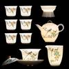 High-End Gold Inlaid Jade White Porcelain Kung Fu Tea Set