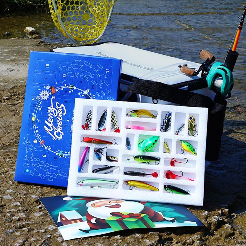 Christmas Fishing Lures Set 24 Days Advent Calendar Countdown Fishing Tackle Gift Box Great Festival Gift For Father Husband