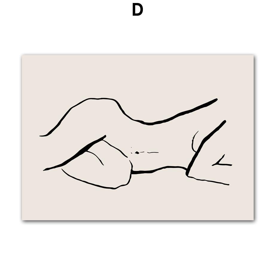 Wall Art Canvas Painting Black White Line Face Watercolor Living Room Decoration Posters And Prints Home Salon Wall Pictures