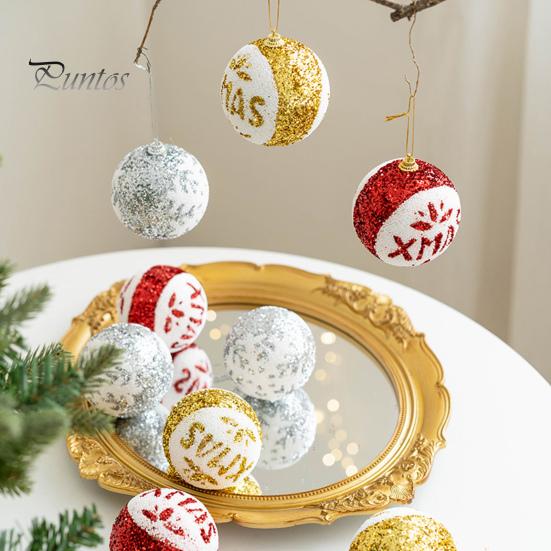 3Pcs 8CM Shatterproof Christmas Balls Ornaments with Lanyard Big Ball Xmas Tree Hanging Pendants Festive Decoration 2024 New Year Gift