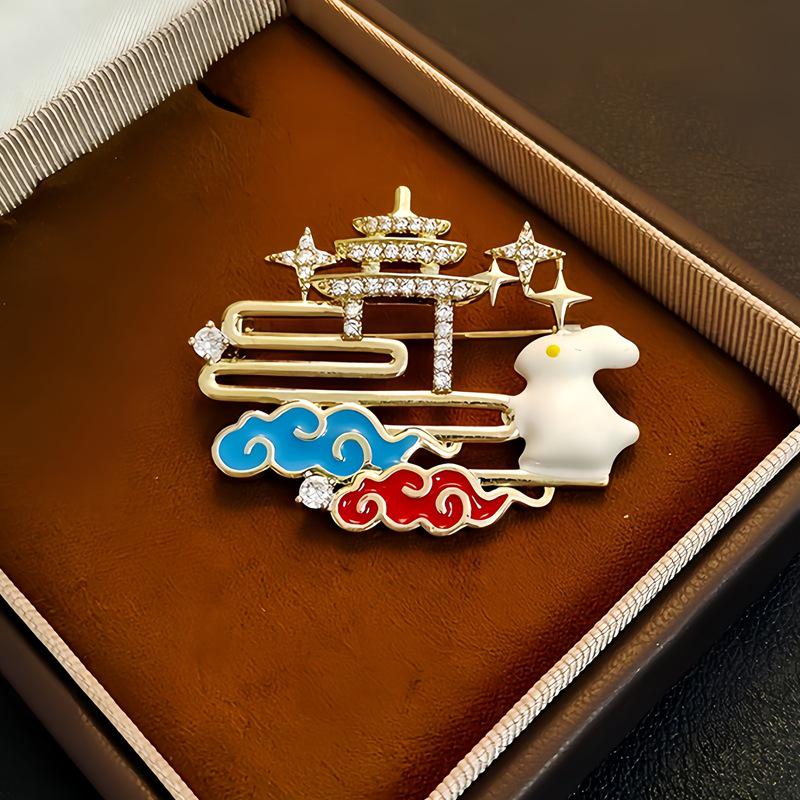 Elegante chinesische Retro-Emaille-Brosche Phönix & Schmetterling für Damen