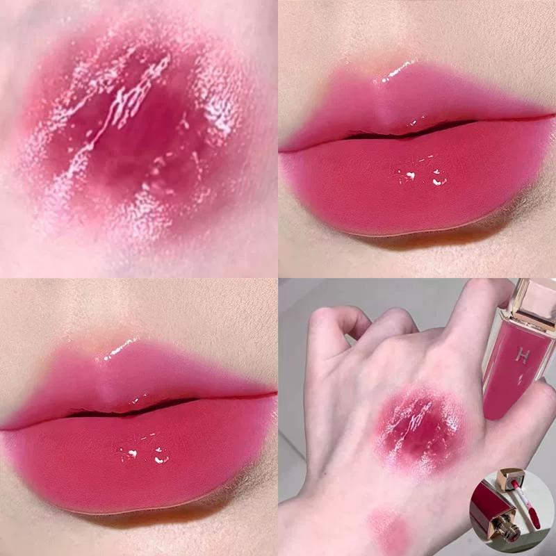 Water-Gloss Peach Jelly Ins-Style Ultra-Soft Plump Lip Mirror Lip Gloss Clear and Moisturizing Lip Balm Student Party Pure Desire Lipstick