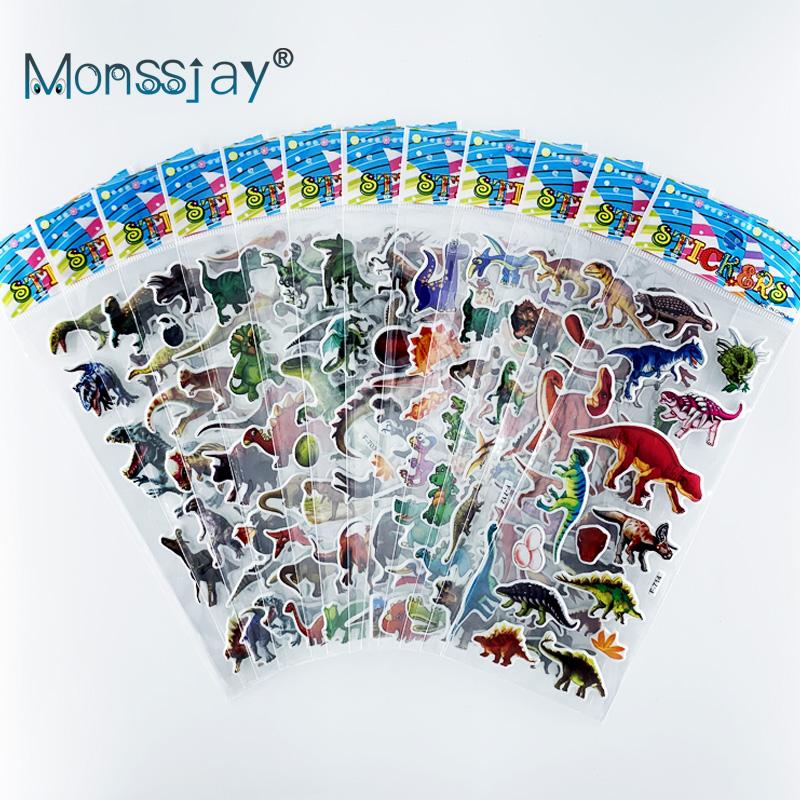 12 Sheetsset Dinosaur Series Cartoon Stickers For Child Notebook Skateboard Diy Waterproof Cute Sticker Toy Boys Gift