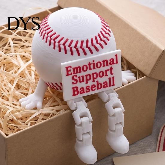 Desk Decor for Baseball Fans 3D Printed Figurine with Articulated Legs, Buddy Red Living Room Shelf Decoration Stitching, Flexible Joints Ball