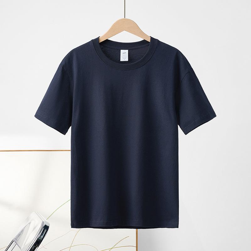 Kurzarm-T-Shirt aus reiner Baumwolle mit Rundhalsausschnitt für Damen, einfarbig, halbärmeliges Basis-T-Shirt