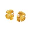 Solid Color Pearl Ear Studs Elegant Flower Earrings Jewelry Fashion Ginkgo Leaf Earrings  Gift