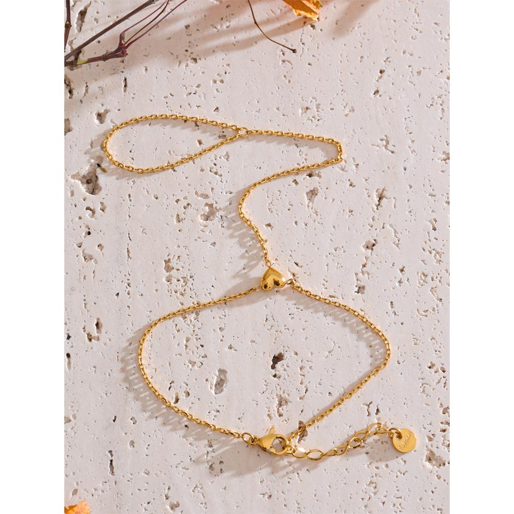 Yhpup Stainless Steel Heart Chic Bracelet Chain Wrist with Finger Link for Women Waterproof Gold Silver Color Jewelry PVD Plated