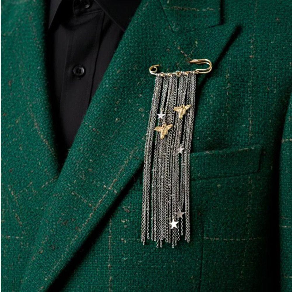 Peace Dove Pendant Tie Collar Needle Bird Multi-layer Chains Pin  Suit Accessories