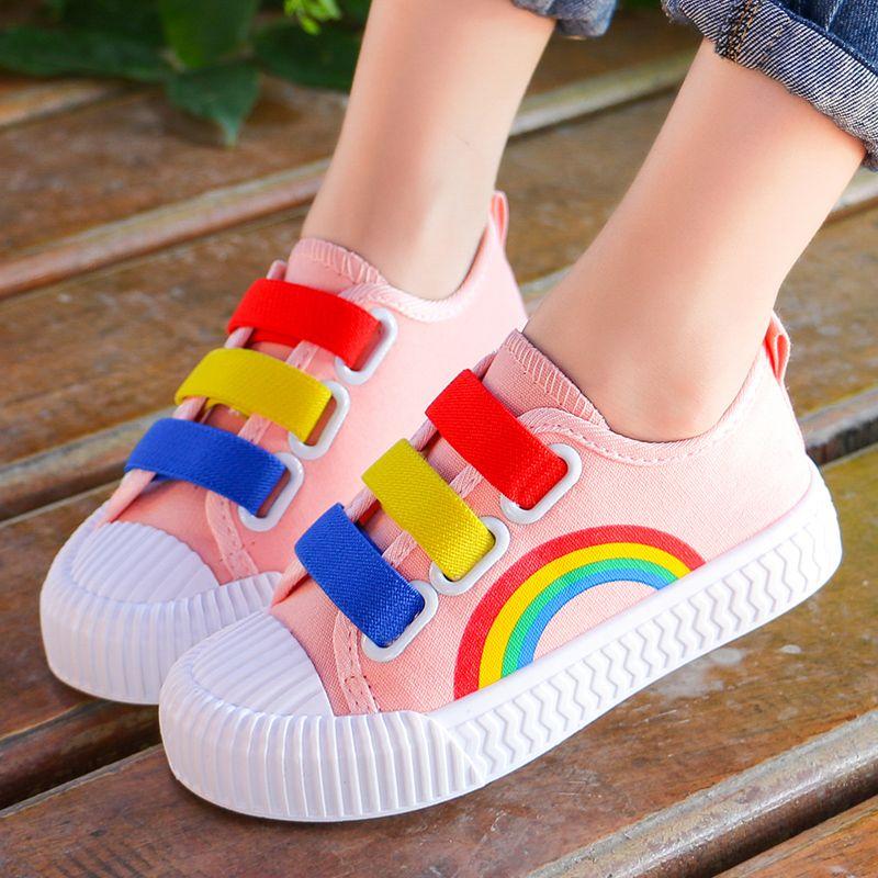 Children's Canvas Shoes Girls' Shoes Girls' Small White Shoes Baby Board Shoes Rainbow Boys' Single Shoes