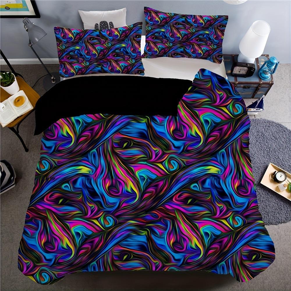3D Psychedelic Geometric Duvet Set Three-Piece Adult Teen Bedroom Decoration Bedding