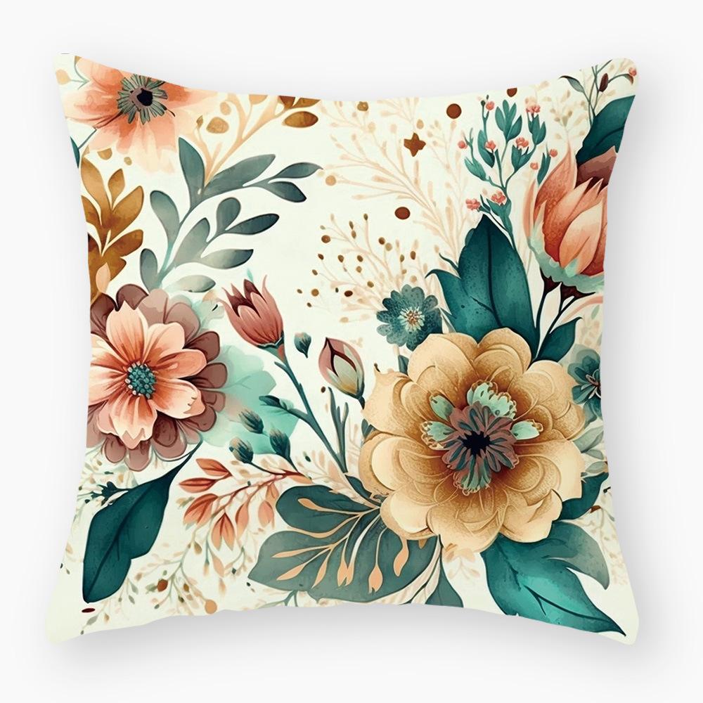 Pillowcase Classic Retro Green Plant Sofa Decoration Pillowcase Nordic Home Waist Cushion Pillowcase