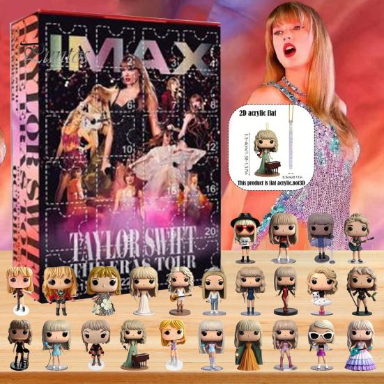 Vánoční adventní kalendář 2024 24 dní Kreslené akrylové figurky Ozdobná sada Vánoční odpočítávací kalendář pro milovníky hudby