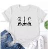 Funny Black Cat Print Tshirt for Women Casual White Top Harajuku Tees Female 90s Clothes Couples Clothing