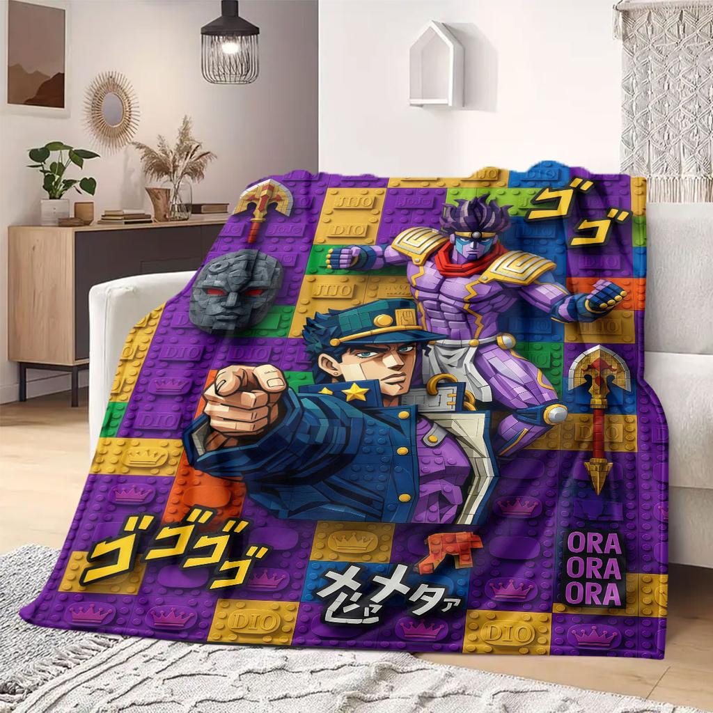 JoJo's Bizarre Adventure Flanelldecke mit Aufdruck, Cartoon-Figuren für das Sofa, Bequeme Schlafzimmerdecke, Reisedecke_LIAN