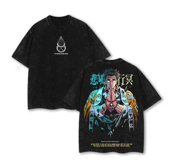 Demon Slayer Tanjiro Kamado "Destroy" Kanji Vintage Washed Dual Print Anime Streetwear Women And Men T-Shirt
