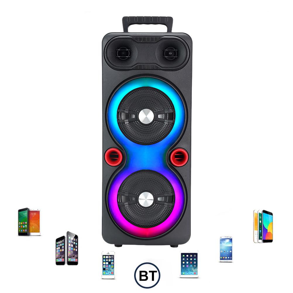 Dual Subwoofer Speakers Bluetooth-Compatible 5.0 6.5 Inch Stereo Subwoofer LED AUX Karaoke Machine Heavy Bass DJ System