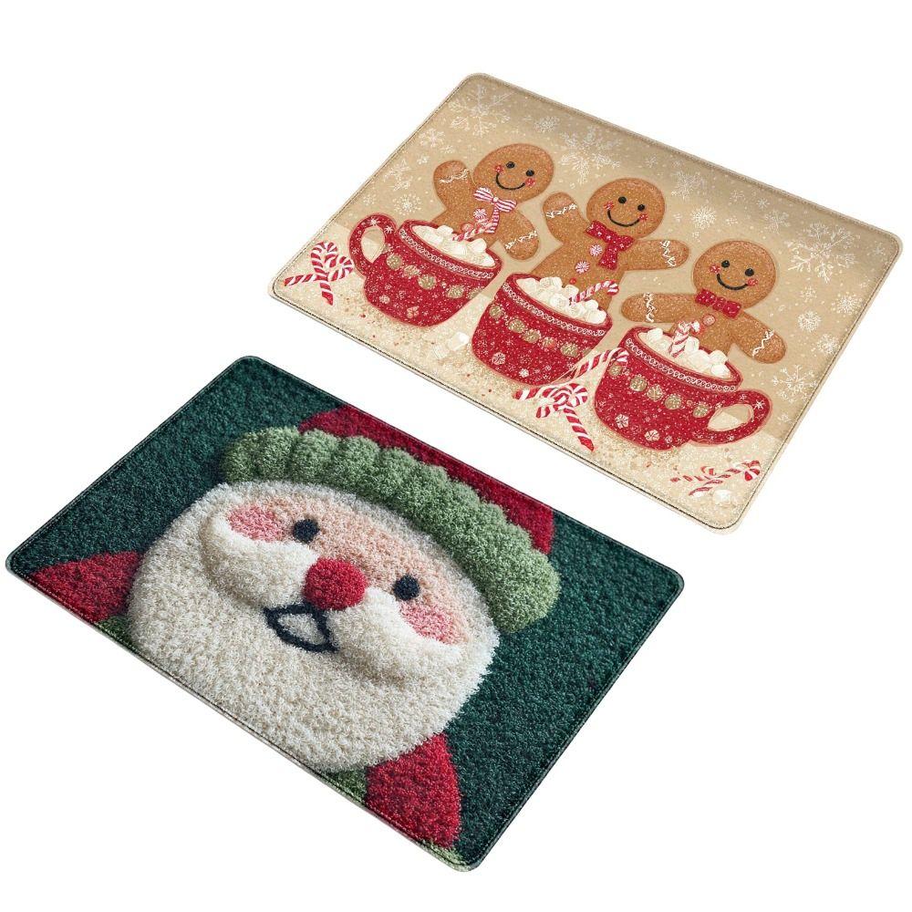 Cartoon Print Santa Claus Hallway Mat The Gingerbread Man Festival Door Mat Bedroom