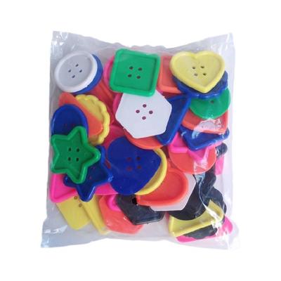 50x/Set Geometrische Formen Knöpfe Nähknöpfe Fädelspielzeug Bunte Knöpfe Große Knöpfe zum Lehren von Formen