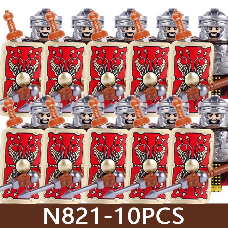 Medeltida Slottssoldat Figurer Byggklossar Militär Armé Riddare Romersk Krigare Infanteri Milis Orcher Tillbehör Klossar Leksaker