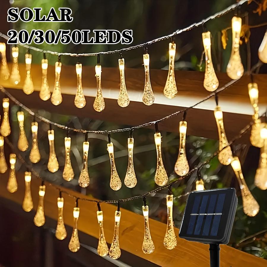 Solar LED Water Drop String Lights Outdoor Christmas Fairy Garden Decor Bubble Ball Lights For Lawn Courtyard