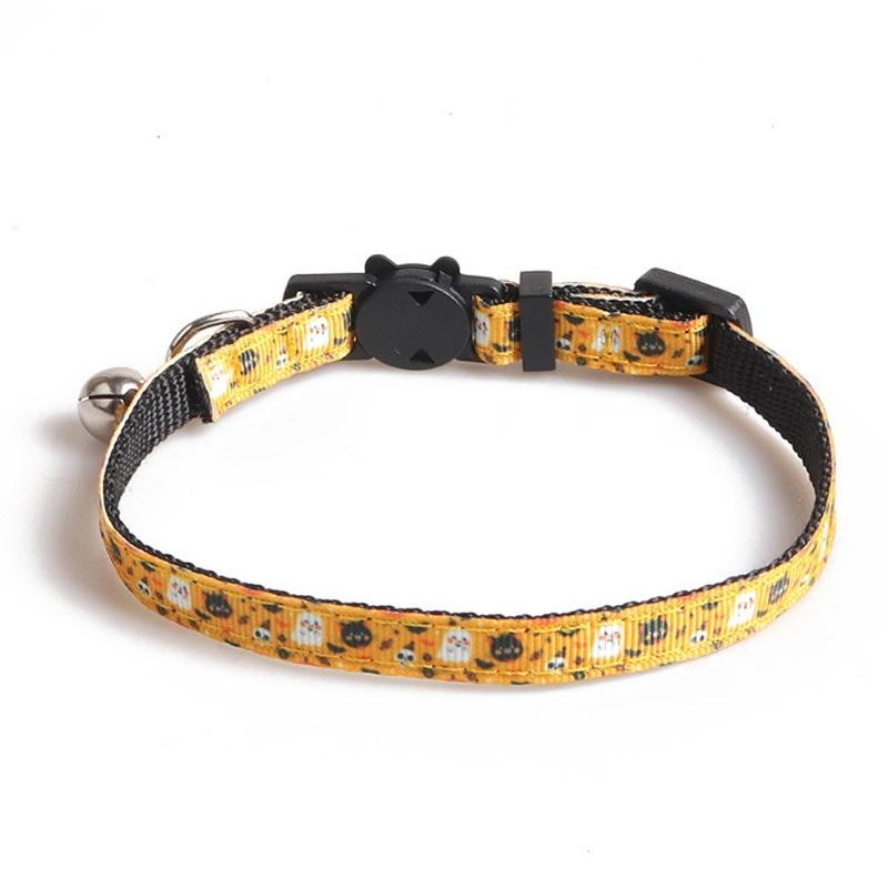 Halloween Collar for Cat Pet Breakaway Collar Suit for Dog Neck Decors Elegant Cat Collar with Castle Cobweb Rose Skull