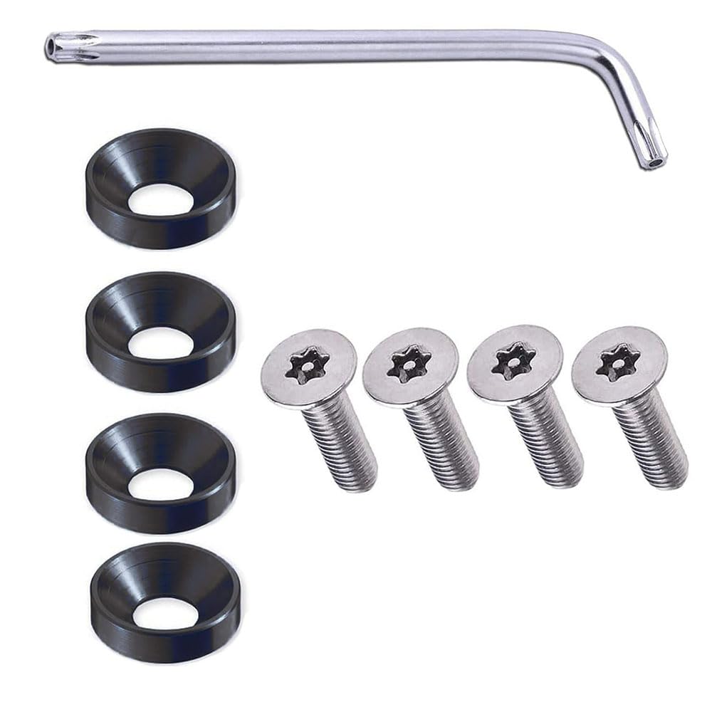 LOYELEY Car License Plate Anti-Theft Bolts Screws M6 License Frame Security Bolts (Black)