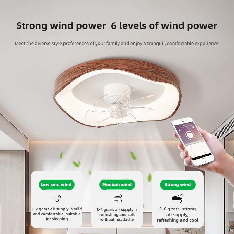 Japanese Style Moving Head Fan Light Simple Retro Bedroom Ceiling Light With Fan 6-speed Adjustable Children's Room Fan Lamp