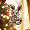 Seasonal Decorative Hanging Rabbit Easter Bunny Acrylic Pendant, Cute with Basket, 2D Car Egg Basket Decoration Rearview Mirror Ornament, Bag Keychain