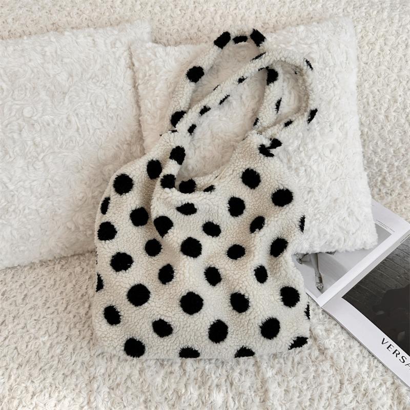 New Plush Puppy Printed Winter Shoulder Vest Bag Large Capacity Women Shoulder Tote Bag