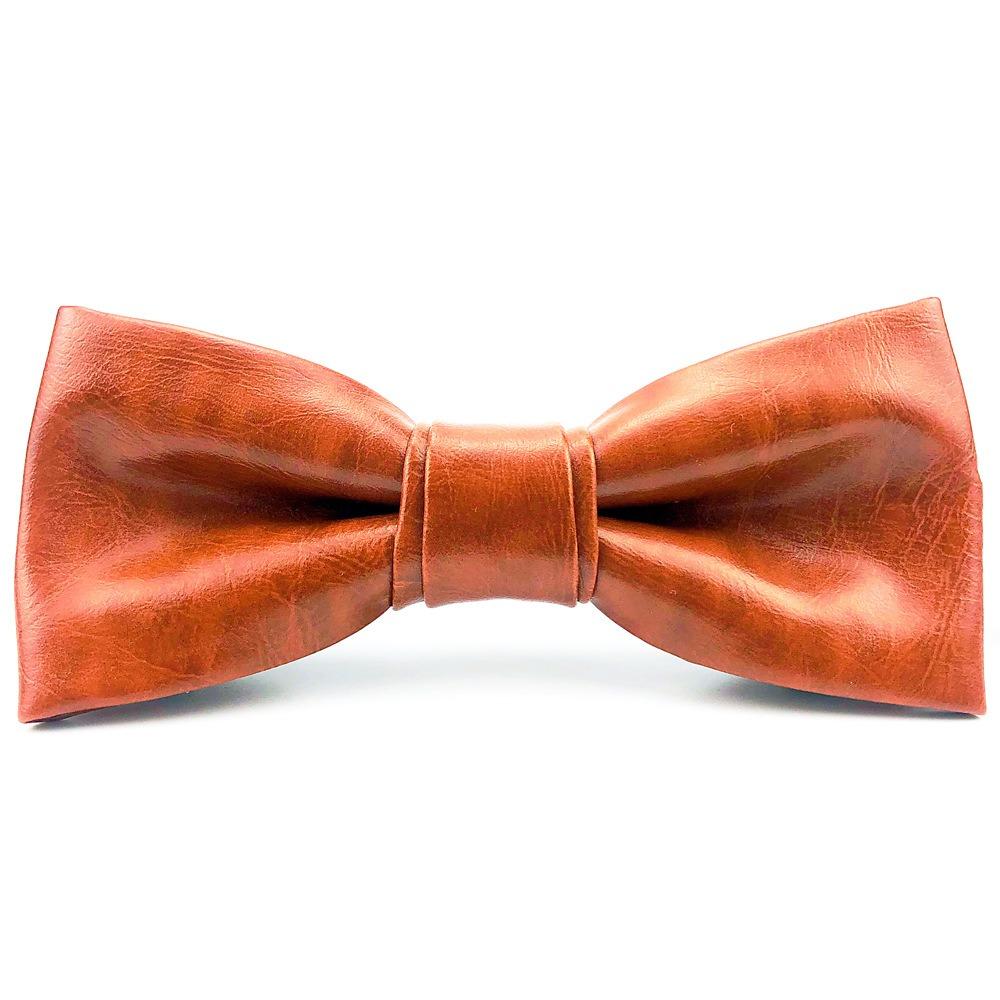 Adjustable Men Necktie Solid Color Retro Cravat Simple PU Leather Bow Tie Suit Accessories