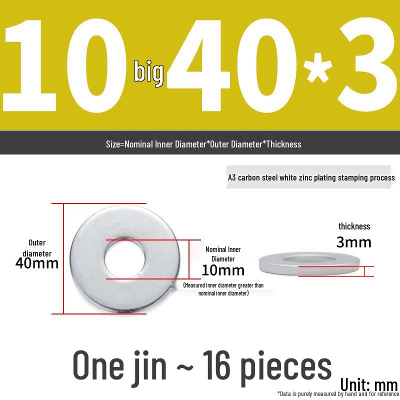 Extra Large Galvanized Metal Flat Washer - Thickened Round Screw Washer M6-M16