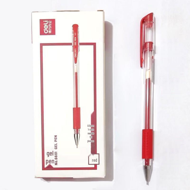 Deli Carbon Fiber Gel Pens: Retractable, Water-Based, Ideal for Students, Business Signatures, Meeting Notes, and Finance.
