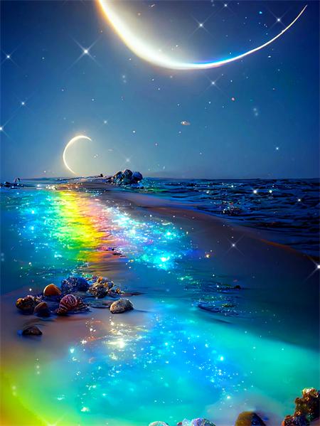 5d Diamond Painting Full Drill Moon Seaside Landscape Home Decor Embroidery Mosaic Beachfantasy Home Decor