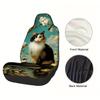 2pcs Vintage Cat & Bird Floral Car Seat Covers - Soft, Easy To Clean, Perfect Fit For Single Front Seats, Ideal For Car Enthusia
