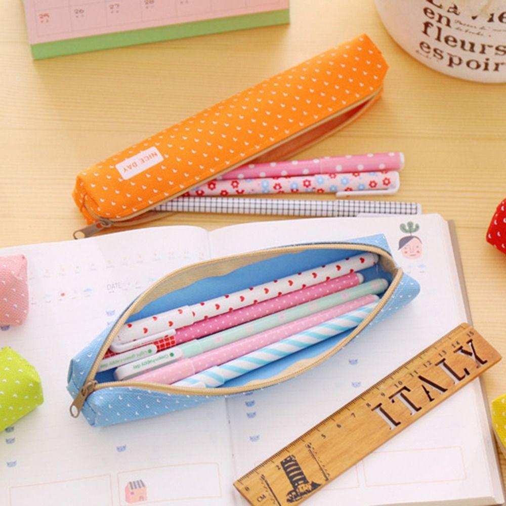 Candy Color Pencil Bag Long Strip Stationery Pouch Stationery Organizer Pens Storage Bag Kids